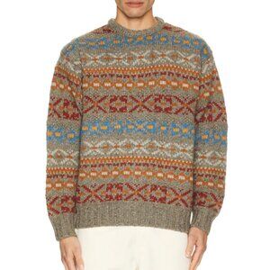 Crew Fair Isle Pattern 3G Sweater in Grey - Size L